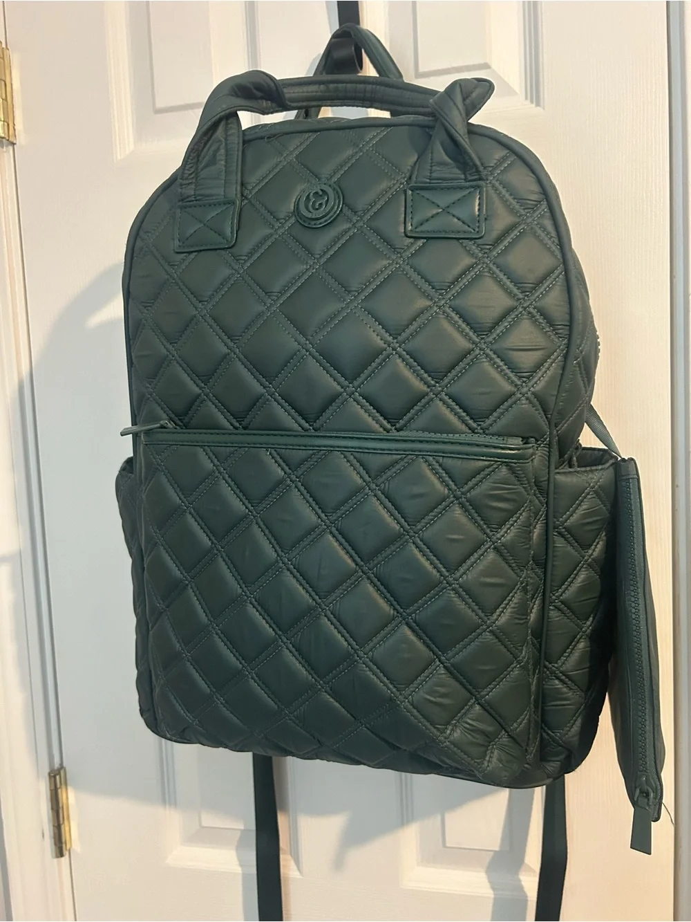 Joan & David Diamond Quilted Puffer Nylon Workbook Backpack